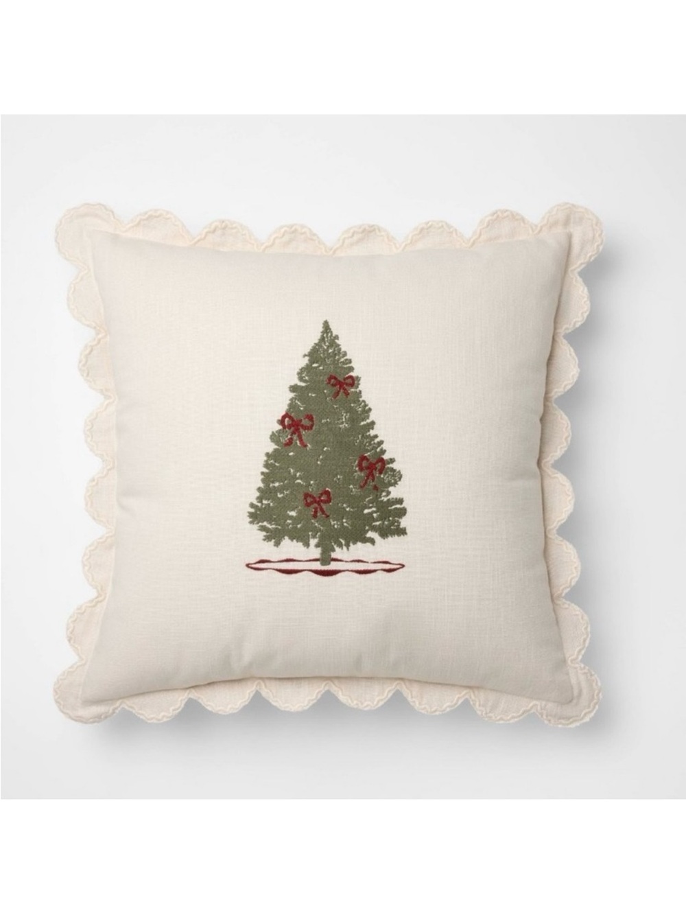 Studio McGee Holiday Christmas Tree Throw Pillow with Scalloped Edges NEW
